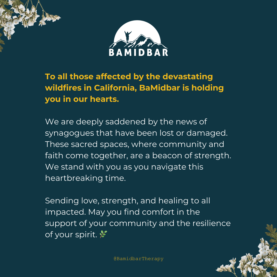 BaMidbar message of support to those impacted by the wildfires in Los Angeles.